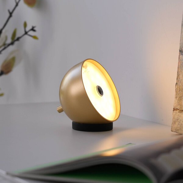 Schöner Wohnen lampa stołowa LED z akumulatorem Bellies, złota, IP54 możliwość ściemniania, mosiężny / złoty, salon / jadalnia, metal, skandynawski