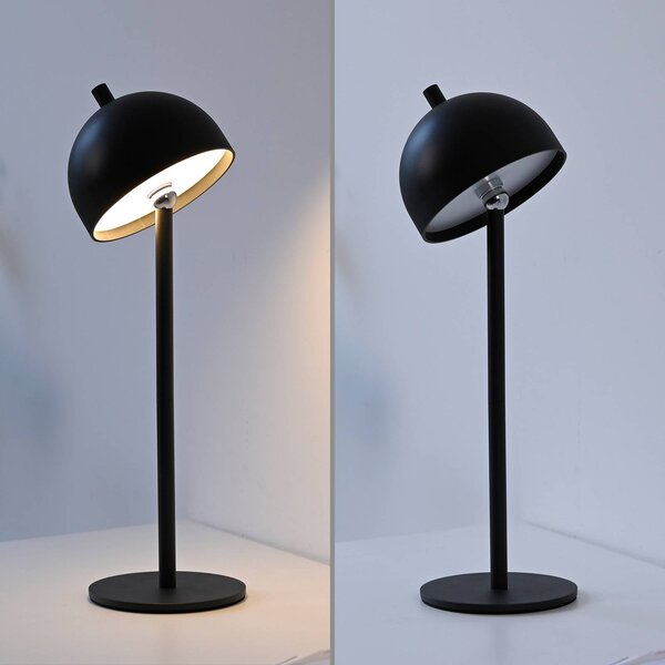 Schöner Wohnen lampa stołowa LED z akumulatorem Bellies, czarna, IP54 możliwość ściemniania, czarny, salon / jadalnia, metal, skandynawski