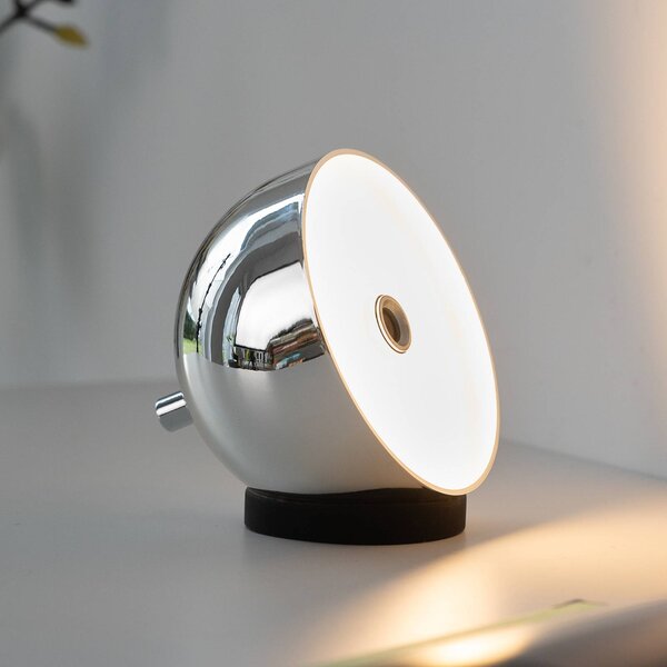 Schöner Wohnen lampa stołowa LED z akumulatorem Bellies, chrom, IP54 możliwość ściemniania, chromowy / srebrny, salon / jadalnia, metal, skandynawski