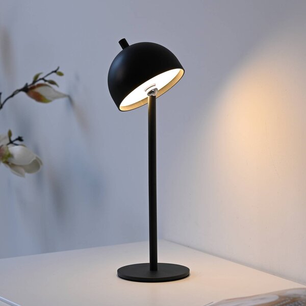 Schöner Wohnen lampa stołowa LED z akumulatorem Bellies, czarna, IP54 możliwość ściemniania, czarny, salon / jadalnia, metal, skandynawski