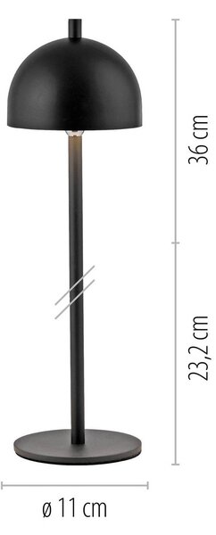 Schöner Wohnen lampa stołowa LED z akumulatorem Bellies, czarna, IP54 możliwość ściemniania, czarny, salon / jadalnia, metal, skandynawski