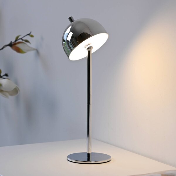 Schöner Wohnen lampa stołowa LED z akumulatorem Bellies, chrom, IP54 możliwość ściemniania, chromowy / srebrny, salon / jadalnia, metal, skandynawski