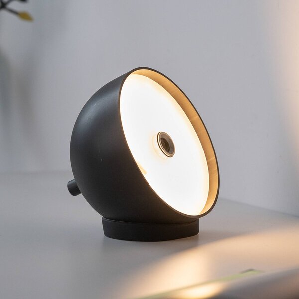 Schöner Wohnen lampa stołowa LED z akumulatorem Bellies, czarna, IP54 możliwość ściemniania, czarny, salon / jadalnia, metal, skandynawski