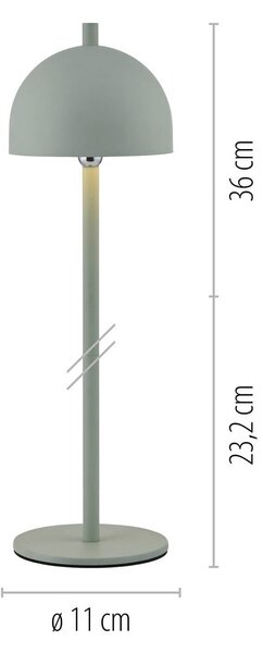 Schöner Wohnen lampa stołowa LED z akumulatorem Bellies, przebudzenie wiosny możliwość ściemniania, zielony, salon / jadalnia, metal, skandynawski