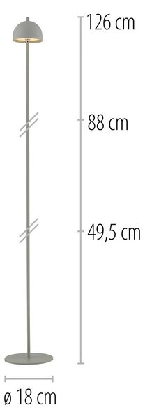 Schöner Wohnen lampa stojąca LED na baterię Bellis, Przebudzenie wiosny możliwość ściemniania, zielony, salon / jadalnia, metal, skandynawski
