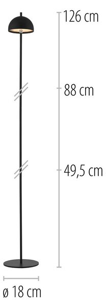 Schöner Wohnen lampa stojąca LED z akumulatorem Bellis, czarna, IP54 możliwość ściemniania, czarny, salon / jadalnia, metal, skandynawski