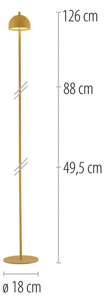 Schöner Wohnen lampa stojąca LED z akumulatorem Bellis, Blütenzauber IP54 możliwość ściemniania, żółty / pomarańczowy, salon / jadalnia, metal, skandynawski