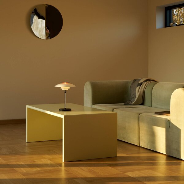 Louis Poulsen LED-Akkutischlampe PH 80, biały/czerwony/chrom IP44 możliwość ściemniania, aluminiowy / szary / cynkowy, salon / jadalnia, aluminium, skandynawski