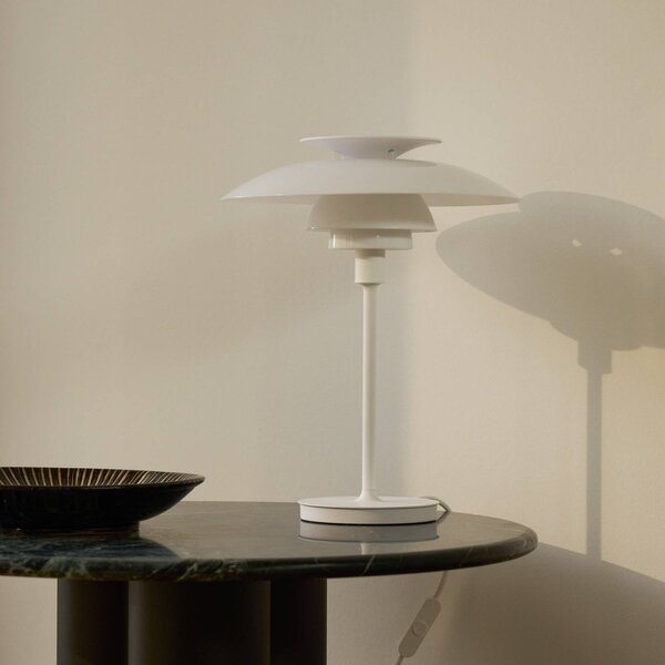 Louis Poulsen Lampa stołowa PH 80, biały / opal, salon / jadalnia, aluminium, skandynawski