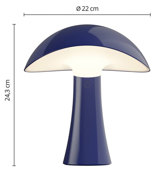 Louis Poulsen Lampka stołowa LED Rumee 220, niebieska, IP44 możliwość ściemniania, niebieski, salon / jadalnia, tworzywo sztuczne, skandynawski