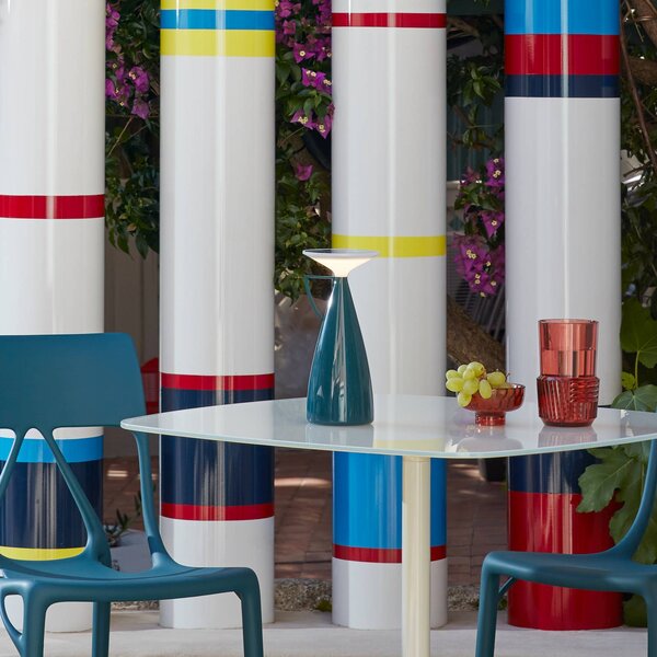 Kartell Lampa stołowa LED Camomille, możliwość ściemniania, niebieski, salon / jadalnia, tworzywo sztuczne, design