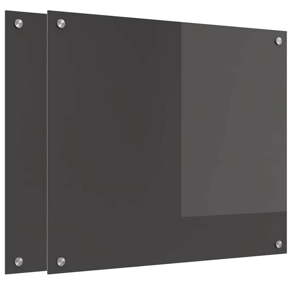 Panel kuchenny 2 pcs Ciemnoszary 70 x 60 cm szkło hartowane