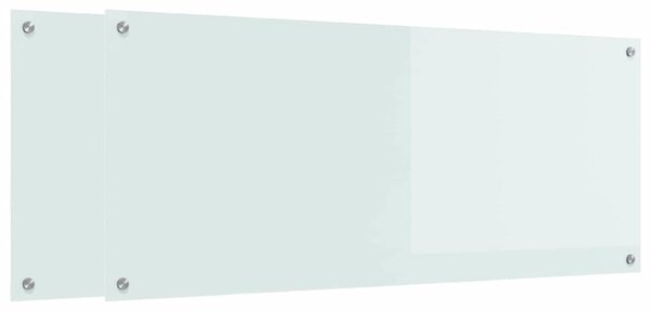 Panel kuchenny 2 pcs Biały 120 x 50 cm szkło hartowane