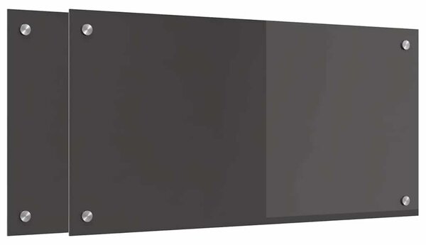 Panel kuchenny 2 pcs Ciemnoszary 80 x 40 cm szkło hartowane