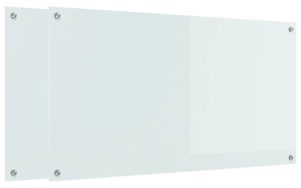 Panel kuchenny 2 pcs Biały 110 x 60 cm szkło hartowane