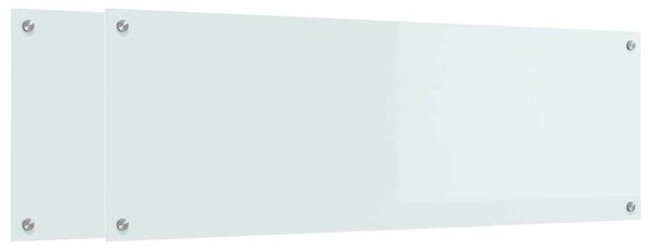 Panel kuchenny 2 pcs Biały 120 x 40 cm szkło hartowane
