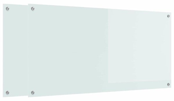 Panel kuchenny 2 pcs Biały 120 x 60 cm szkło hartowane