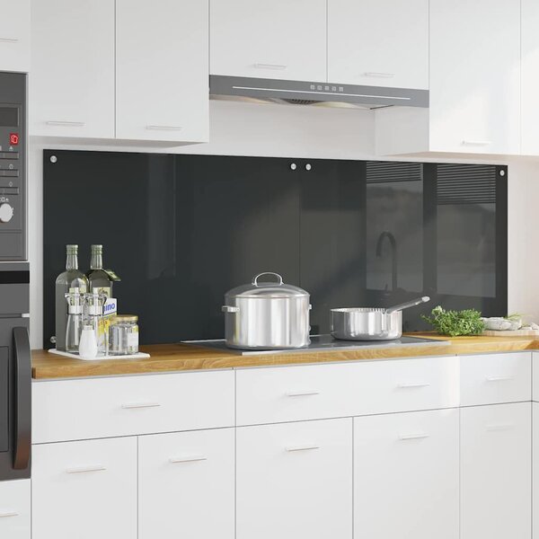 Panel kuchenny 2 pcs Ciemnoszary 90 x 60 cm szkło hartowane