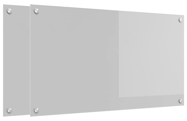 Panel kuchenny 2 pcs Jasnoszary 90 x 50 cm szkło hartowane