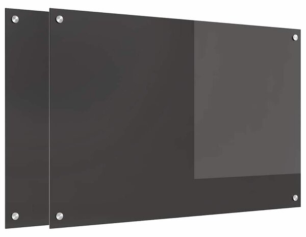 Panel kuchenny 2 pcs Ciemnoszary 90 x 60 cm szkło hartowane