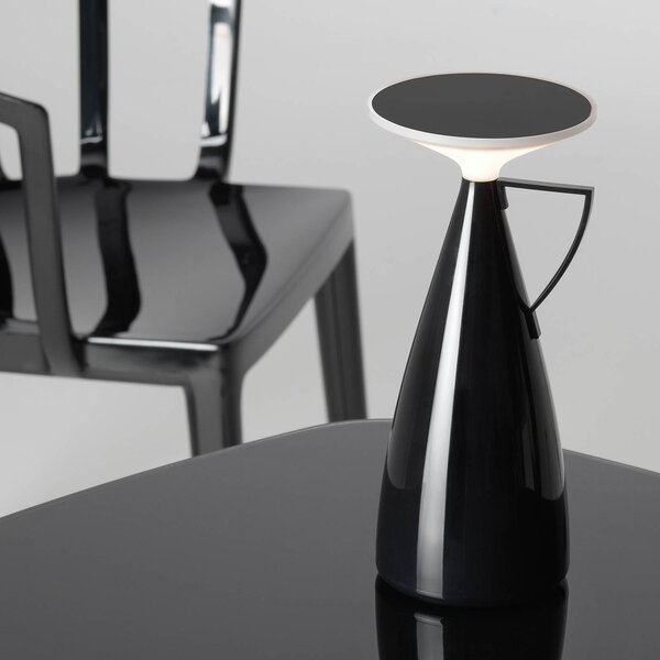 Kartell Lampa stołowa LED Camomille, możliwość ściemniania, czarny, salon / jadalnia, tworzywo sztuczne, design