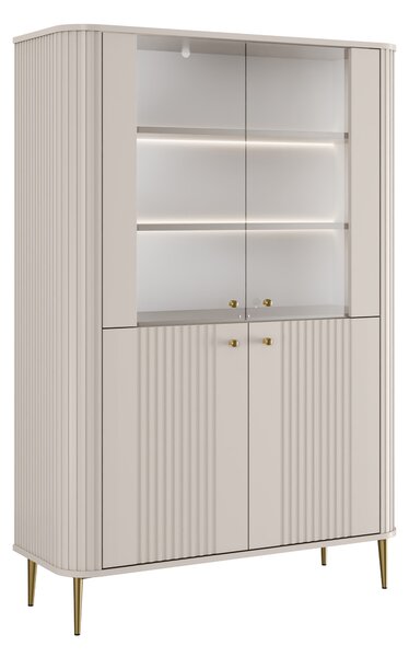 Witryna Vesper 103 cm czterodrzwiowa - kaszmir / złote nogi