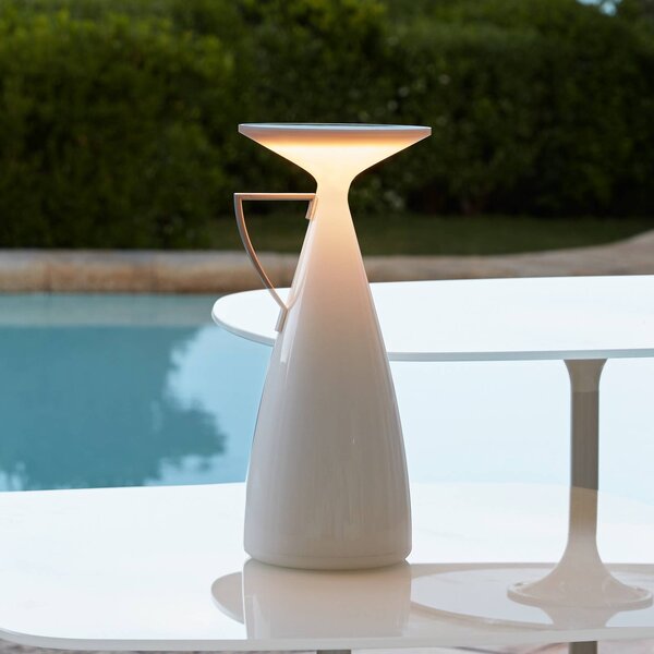 Kartell Lampa stołowa LED Camomille, możliwość ściemniania, biały / opal, salon / jadalnia, tworzywo sztuczne, design