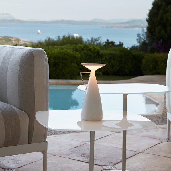 Kartell Lampa stołowa LED Camomille, możliwość ściemniania, biały / opal, salon / jadalnia, tworzywo sztuczne, design