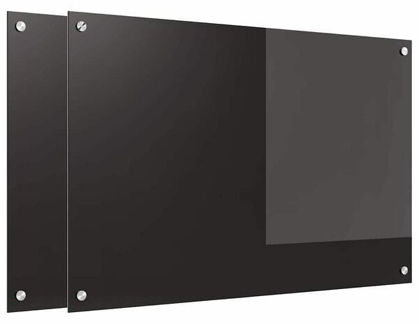 Panel kuchenny 2 pcs Czarny 90 x 60 cm szkło hartowane