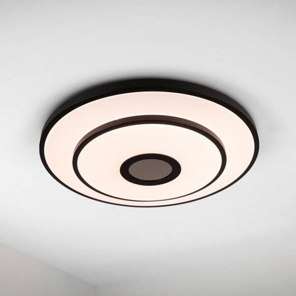 Näve Lampa sufitowa LED Genua, możliwość ściemniania, czarny, salon / jadalnia, metal, nowoczesny