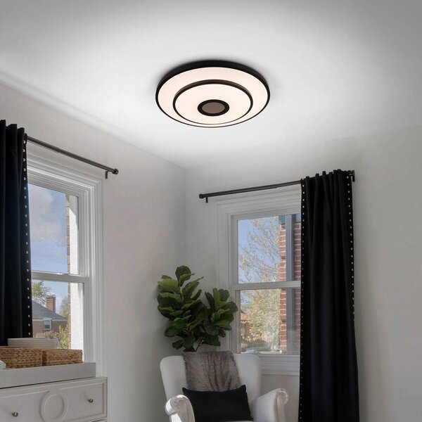 Näve Lampa sufitowa LED Genua, możliwość ściemniania, czarny, salon / jadalnia, metal, nowoczesny