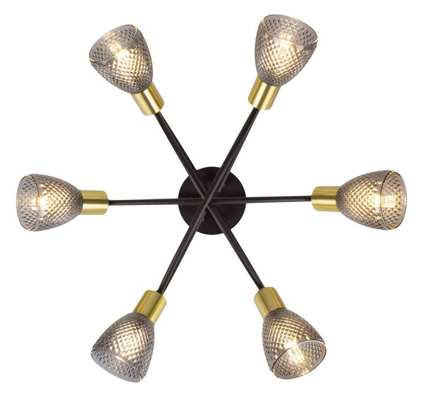 Näve Lampa sufitowa Lindita, aluminiowy / szary / cynkowy, salon / jadalnia, szkło