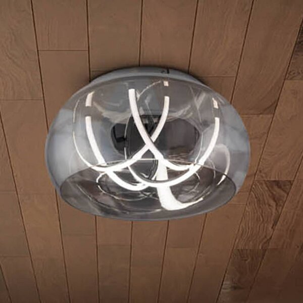Näve Lampa sufitowa LED Malou, możliwość ściemniania, aluminiowy / szary / cynkowy, salon / jadalnia, szkło