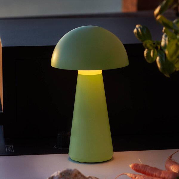 Sirius Lampa stołowa LED z zasilaniem akumulatorowym Sam, zielona, tworzywo sztuczne, możliwość ściemniania, zielony, tworzywo sztuczne, skandynawski