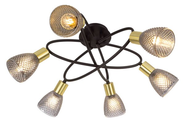 Näve Lampa sufitowa Lindita, aluminiowy / szary / cynkowy, salon / jadalnia, szkło