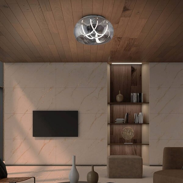 Näve Lampa sufitowa LED Malou, możliwość ściemniania, aluminiowy / szary / cynkowy, salon / jadalnia, szkło