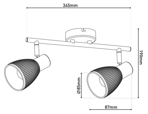 Näve Lampa sufitowa Lindita, 2-punktowa, szkło, dymnoszara, E14 Lindita, aluminiowy / szary / cynkowy, salon / jadalnia, szkło