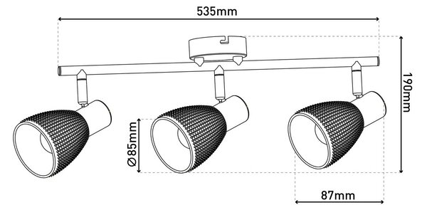 Näve Lampa sufitowa Lindita, 3-punktowa, szkło, dymnoszara, E14 Lindita, aluminiowy / szary / cynkowy, salon / jadalnia, szkło