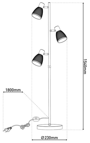 Näve Lampa stojąca Lindita, aluminiowy / szary / cynkowy, salon / jadalnia, szkło