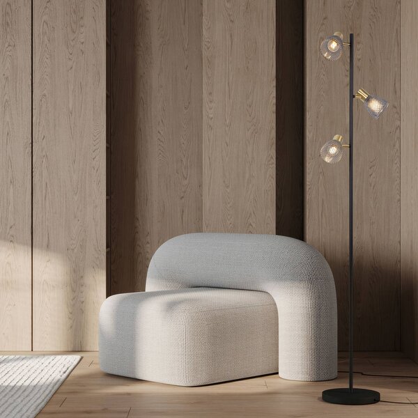 Näve Lampa stojąca Lindita, aluminiowy / szary / cynkowy, salon / jadalnia, szkło