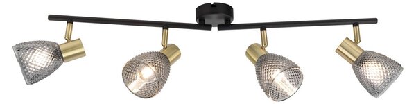 Näve Lampa sufitowa Lindita, 4-punktowa, szkło, dymnoszara, E14 Lindita, aluminiowy / szary / cynkowy, salon / jadalnia, szkło