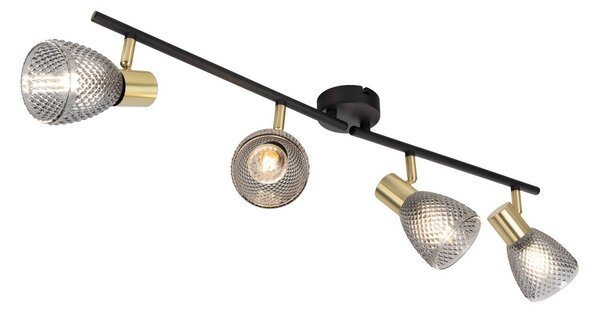 Näve Lampa sufitowa Lindita, 4-punktowa, szkło, dymnoszara, E14 Lindita, aluminiowy / szary / cynkowy, salon / jadalnia, szkło