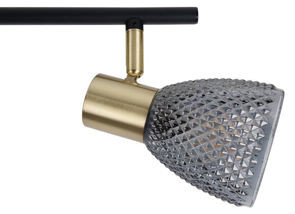 Näve Lampa sufitowa Lindita, 4-punktowa, szkło, dymnoszara, E14 Lindita, aluminiowy / szary / cynkowy, salon / jadalnia, szkło