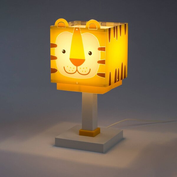 Dalber Lampa stołowa Little Tiger, żółty / pomarańczowy, pokój dziecięcy, tworzywo sztuczne