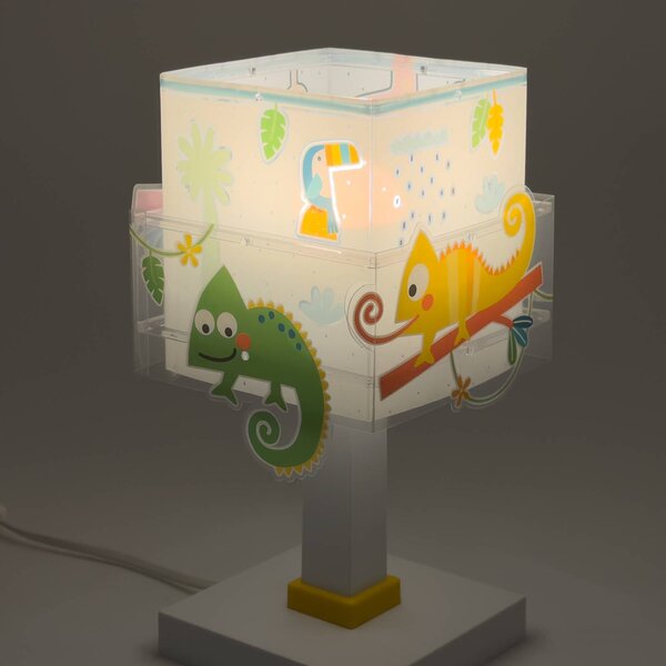 Dalber Lampa stołowa Happy Jungle, biały / opal, pokój dziecięcy, tworzywo sztuczne