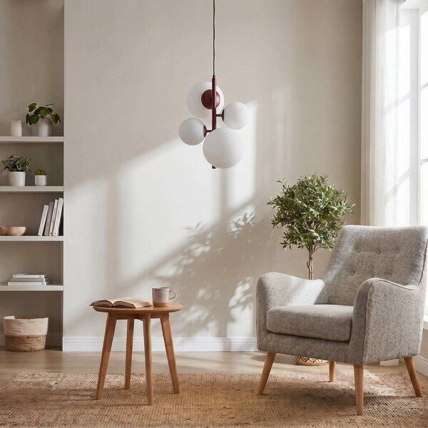 Lampa wisząca szklana Joel ALDEX, możliwość ściemniania, czerwony, salon / jadalnia, metal, nowoczesny