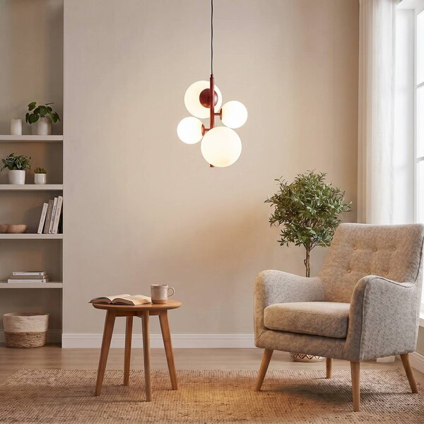 Lampa wisząca szklana Joel ALDEX, możliwość ściemniania, czerwony, salon / jadalnia, metal, nowoczesny