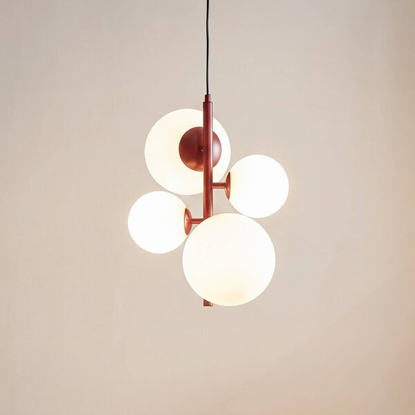 Lampa wisząca szklana Joel ALDEX, możliwość ściemniania, czerwony, salon / jadalnia, metal, nowoczesny
