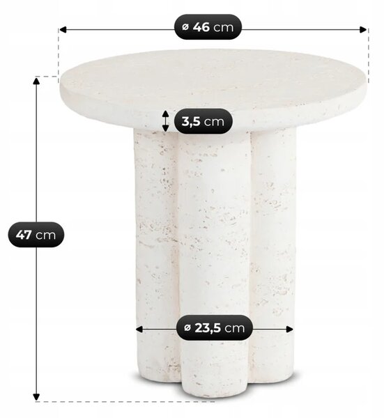 Stolik Kawowy BROK 46 cm Krem/Beż Nowoczesny