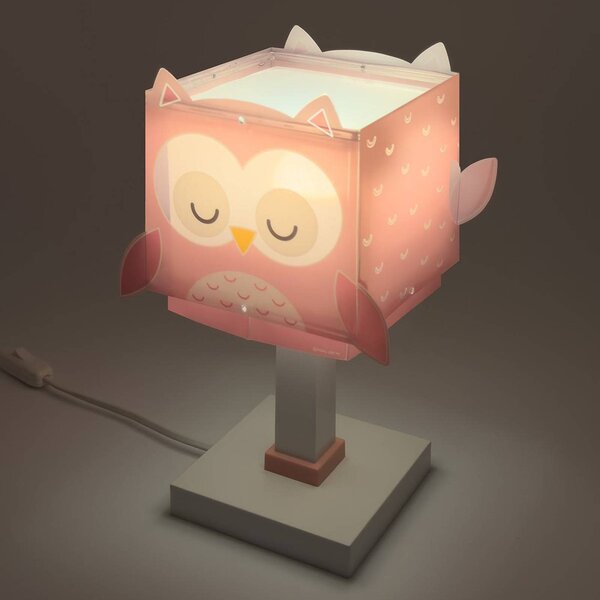 Dalber Lampa stołowa Little Pink Owl, fioletowy / różowy / bladoróżowy, pokój dziecięcy, tworzywo sztuczne
